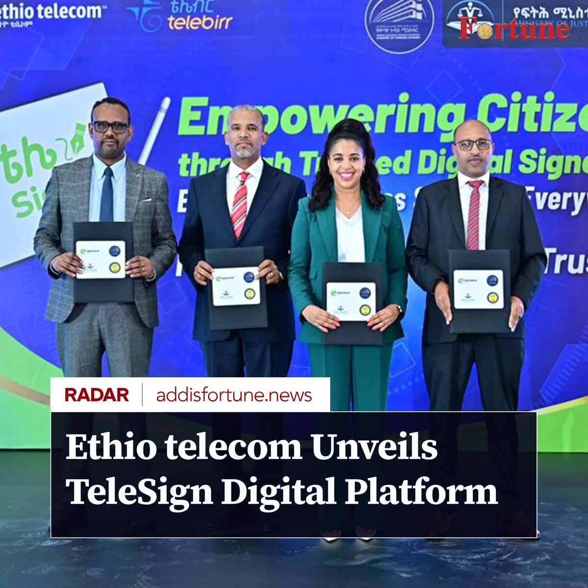 addis_fortune's tweet image. Ethio telecom has launched TeleSign, a digital platform designed to link government systems and shift public services into a fully online experience. #telecom #Government #Digitalisation #Ethiopia

Read more - shorturl.at/3VcEV