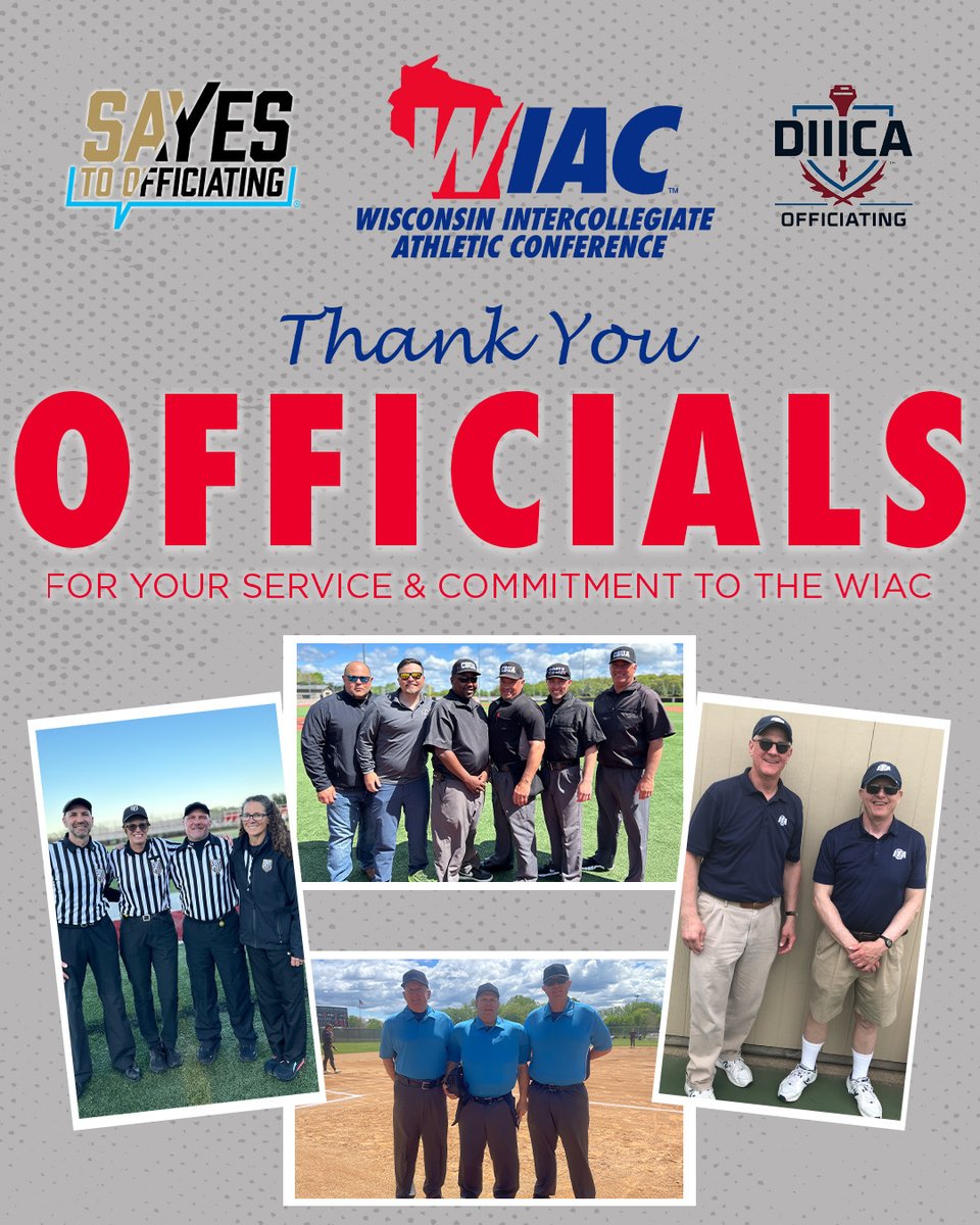 wiacsports's tweet image. #WIAC | It's Officials Appreciation Week!

The WIAC joins NCAA Division III in celebrating our outstanding officials! Thank you for your commitment, loyalty, and enthusiasm to our sports and creating a positive experience for our athletic events.

#ExcellenceInAction
#ThankARef