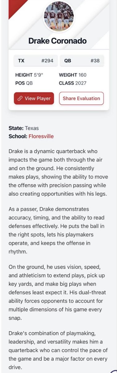 Drake Coronado 2027 QB tweet media