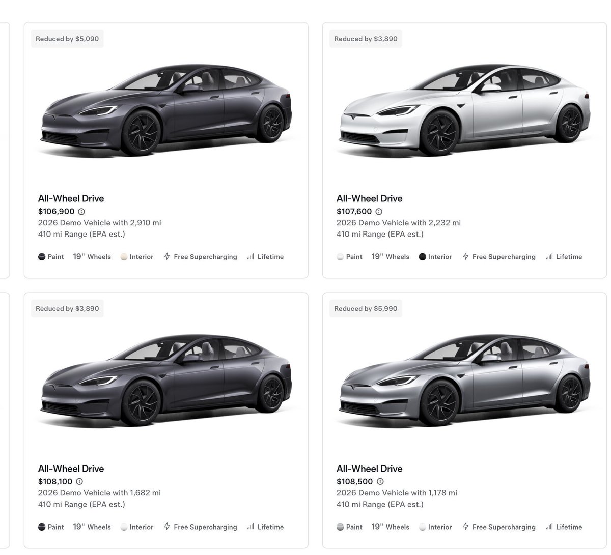 ParodyELONMuskh's tweet photo. BREAKING: Tesla @Tesla has raised the price on all remaining new &amp; demo Model S &amp; Model X vehicles left in inventory by $15,000.

New starting prices:
Model SAWD: $109,990
Model S Plaid: $124,900
Model X AWD: $114,900
Model X Plaid: $129,900 https://t.co/kEI9l7y3ph