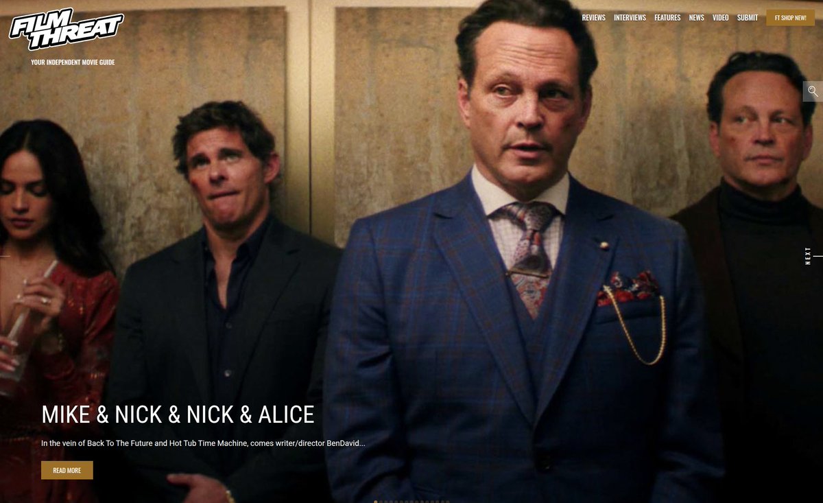 FilmThreat's tweet image. “…Nick reveals to Mike that he’s actually Future Nick from Symon’s time machine…” Rick Hong gets caught up in the comedic antics of Mike &amp;amp; Nick &amp;amp; Nick &amp;amp; Alice.
filmthreat.com/reviews/mike-n… #SupportIndieFilm #MikeAndNickAndNickAndAlice #Comedy