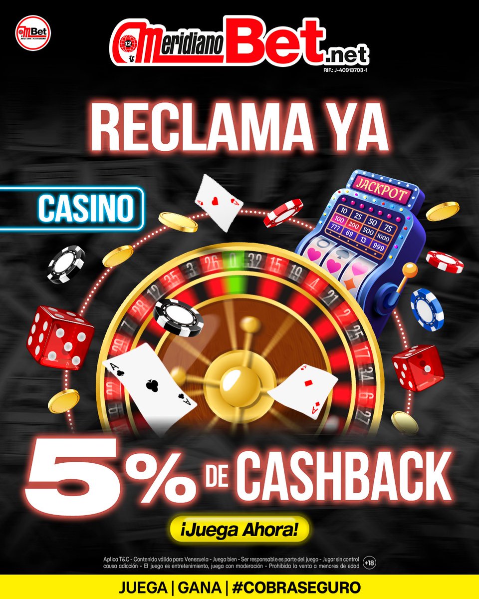 2001OnLine's tweet image. 🎲 ¡El #cashback que hace girar la ruleta a tu favor! 🎉💰

Disfruta de tus juegos de casino favoritos en MeridianoBet y recibe 5% de Bono de Pérdida cada semana para no parar la emoción.

Juega | Gana | CobraSeguro💸