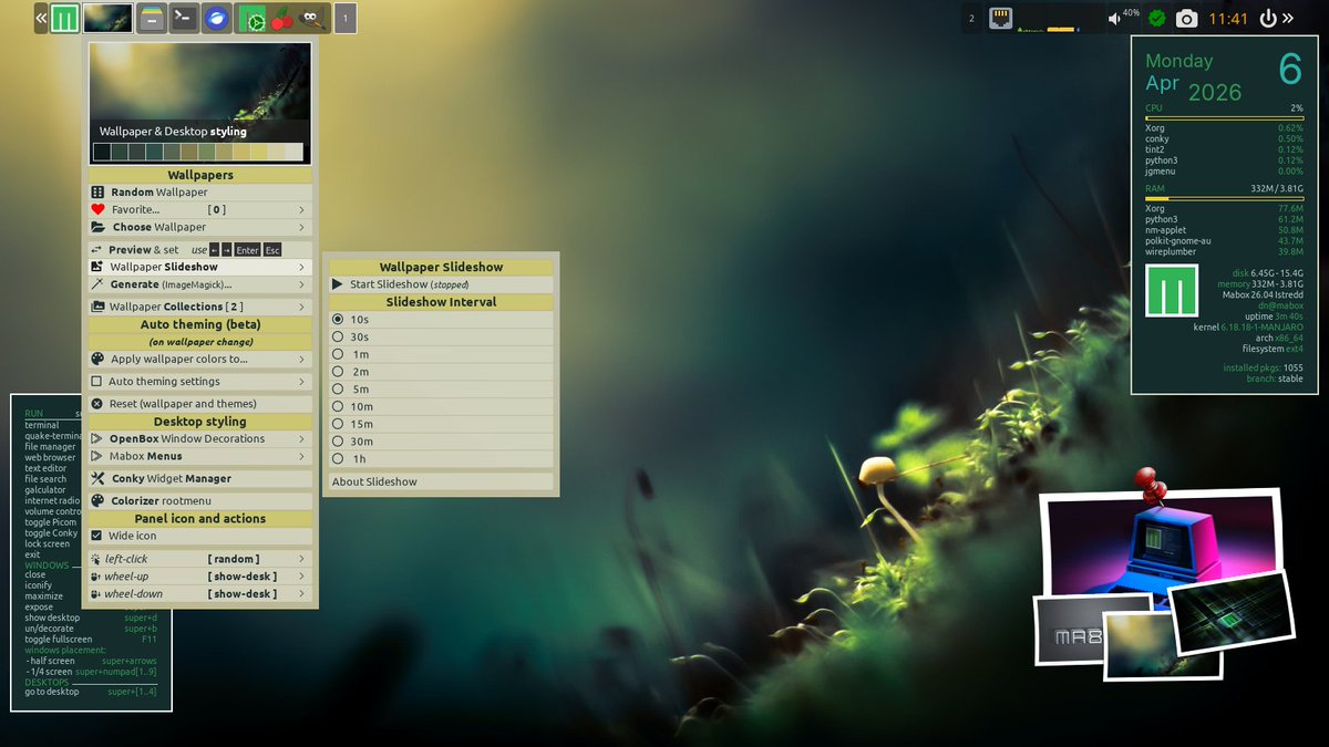 MaboxLinux's tweet photo. Panel in Mabox Linux functionality overview https://t.co/N92ljYIhM2