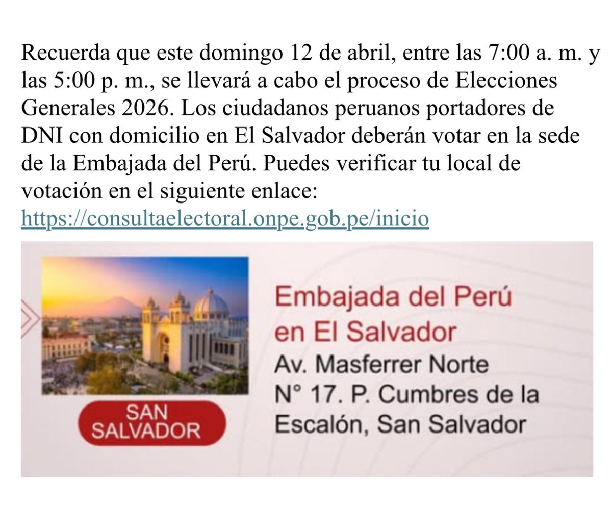 Embajada del Perú en El Salvador tweet media