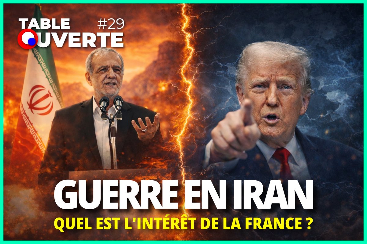 🔴💣 — Guerre contre l’Iran 🇮🇷 : quel est l’intérêt de la France 🇫🇷 ?? 

Table ouverte n°29 avec <a href="/CH_Gallois/">Charles-Henri Gallois 🇫🇷</a> <a href="/VilRaoul/">Raoul</a> et <a href="/SlKillian/">Killian.Étienne.SL</a> 

👉youtu.be/8gAQ-HV9AkQ?is…

#TableOuverte #Iran #IranWar‌ #Trump #Netanyahu