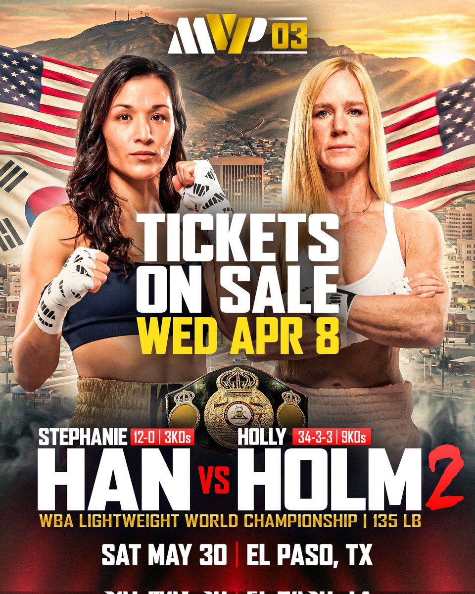 h_hkan's tweet photo. Tickets π out on sale April 8th π₯π₯
Undercard announcement this week πππ Let's Gooo π₯π₯
@MostVpromotions #HanHolm2 #TeamHan #Theenforcer #ElPaso https://t.co/dsm0yPhcdr