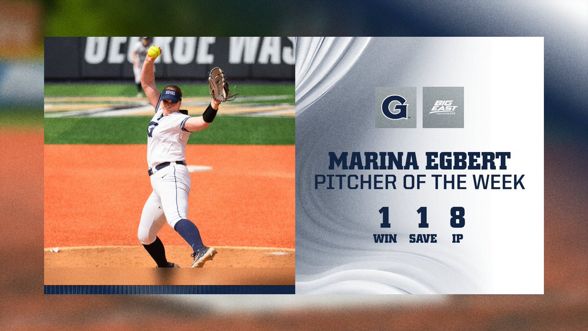 What an honor for Marina earning <a href="/BIGEAST/">BIG EAST Conference</a> Pitcher of the Week honors!

#HoyaSaxa #HoyaBold