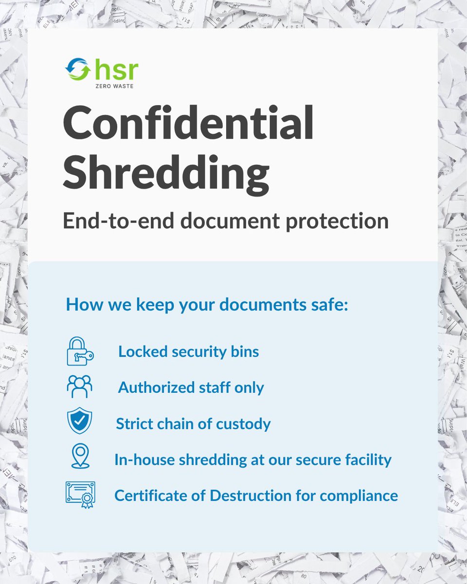 HSRZeroWaste's tweet image. 📣 Tax Season is Here!
Do you have documents that need to be securely shredded? We are here to help.

Learn more: zurl.co/QFGxS

#TaxSeason #SecureShredding #DocumentSecurity #HSRServices