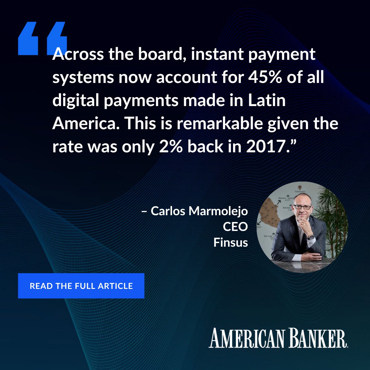 AmerBanker's tweet image. Across Latin America, central bank-led instant payment networks have seen enormous growth. If #bankers in the U.S. want to see the future of consumer #payments, they can look south, writes Carlos Marmolejo, of Finsus, in @AmerBanker @BankThink. bit.ly/4toPu6u