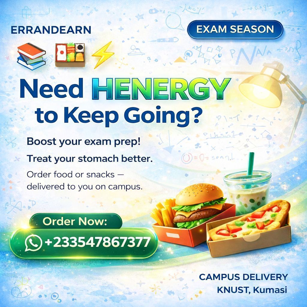 errandearn's tweet photo. 📚 Exam season is HERE! To every student burning the midnight oil — we see you. 💪 A fed brain is sharp. 🍱 Grab a meal and let ErrandEarn handle the small stuff so you can focus on exams. 🏃‍♂️✨ 

#ErrandEarn #StudySmart #WeGotYou https://t.co/mVyyf6PmS2