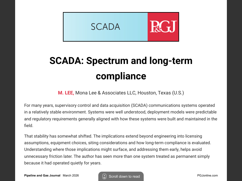 PipelineandGas's tweet image. Evolving spectrum use and regulatory requirements are creating new challenges for SCADA systems, impacting long-term reliability, licensing assumptions and compliance planning. #SCADA

read.nxtbook.com/gulf_energy_in…