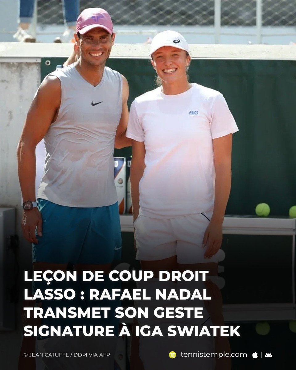 tennistemple's tweet image. Aux côtés de Rafael Nadal, Iga Swiatek peaufine son jeu sur terre battue, en travaillant notamment le coup droit lasso, coup signature du Majorquin. #Nadal #Swiatek

🎾 w.tennistemple.com/7yS8G