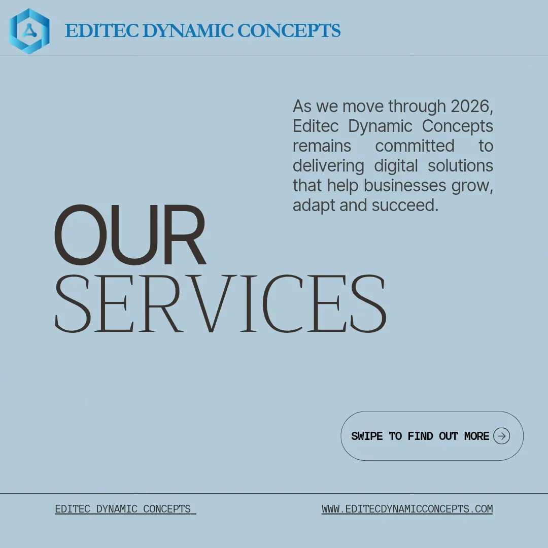Editecconcepts's tweet photo. Your business needs more than just an online presence, it needs the right digital solutions. From websites to apps to marketing, we help you grow.
Check out what we offer👇 https://t.co/lWNEW1qjuF