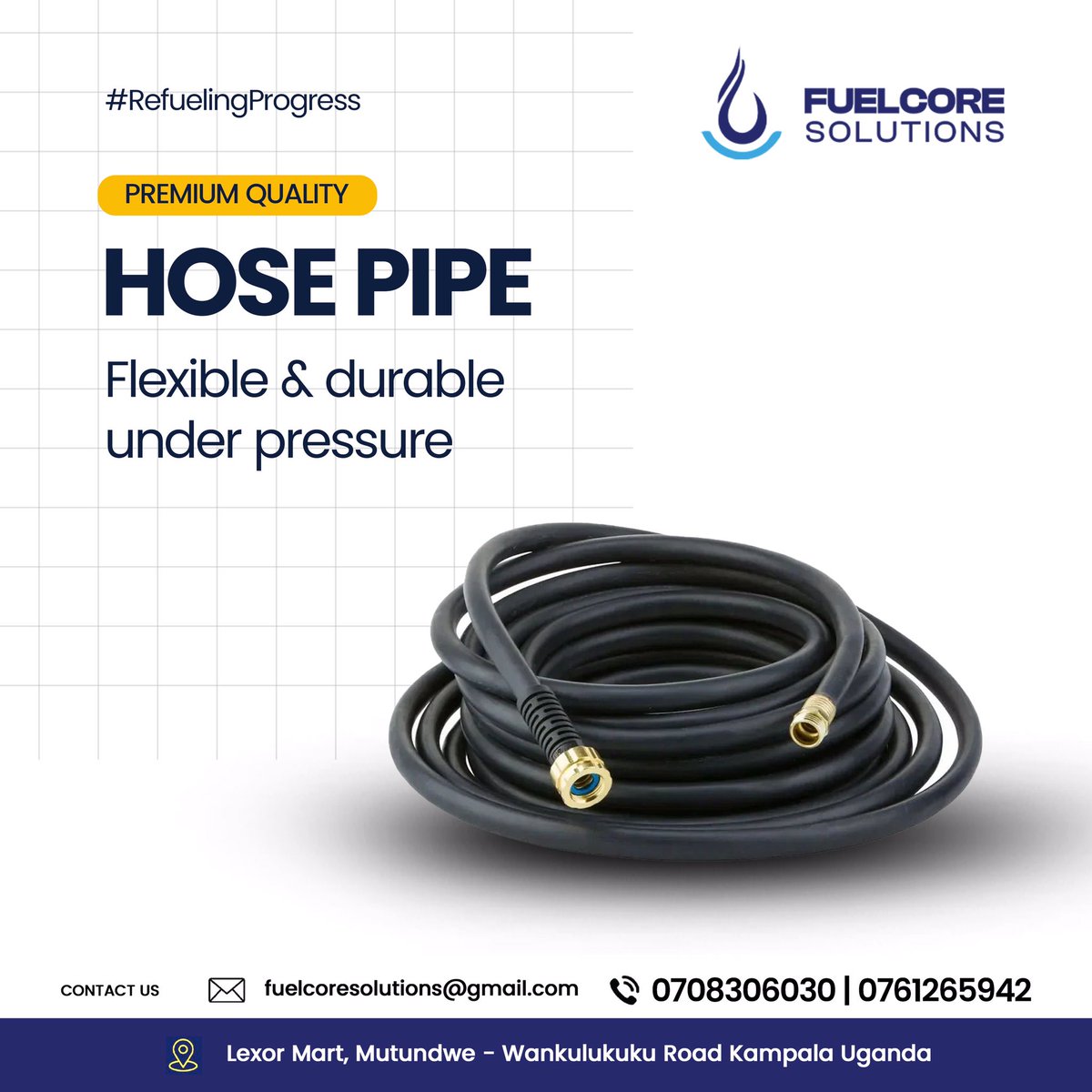 fuelcoresoln's tweet photo. Pressure? No problem!
Upgrade to premium hose pipes that deliver strength, flexibility, and long-lasting performance.

📍 Available now at Fuelcore Solutions – get yours today!

#FuelcoreSolutions #Durability #RefuelingProgress

@UgandaChamber @MEMD_Uganda @UNOC_UG @Stabex_Ug https://t.co/Z9b4sTx2Qe