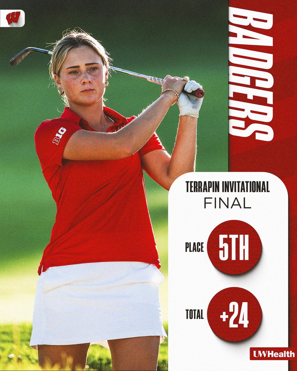 BadgerWGolf's tweet photo. It’s a top 5️⃣ finish in College Park 👐

Big shoutout to Kate and Tammy for their top-15 performances!

#OnWisconsin x #Badgers https://t.co/omYhZibasi