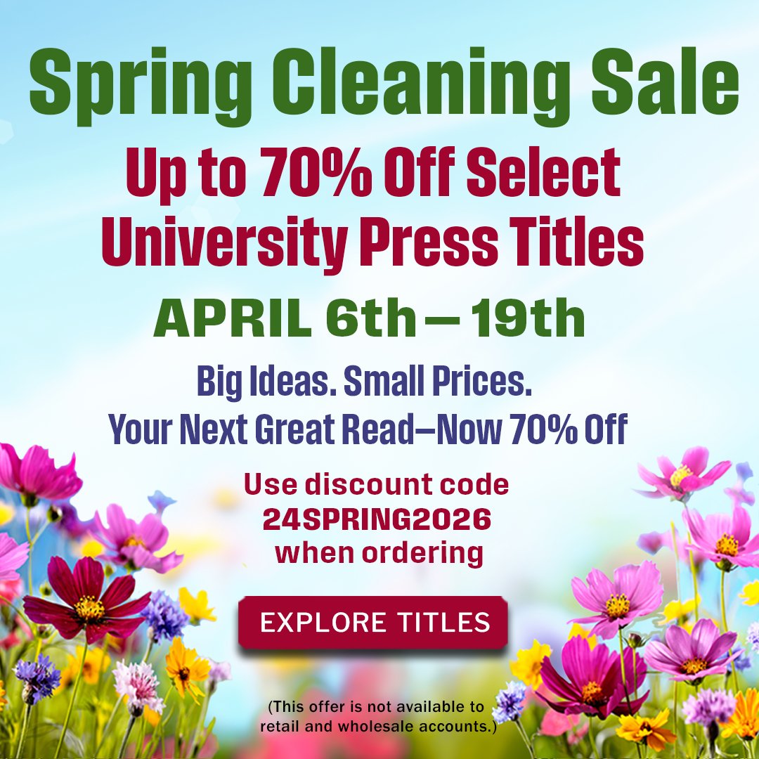 Kansas_Press's tweet photo. 🌷SPRING CLEANING SALE!🌷
📚Get up to 70% off select titles now through April 19th: https://t.co/jd4d26Qe2Q
#SpringCleaningSale #BookSale #Spring2026 #UniversityPressofKansas #UPKansas https://t.co/7Xbbh8pHKL