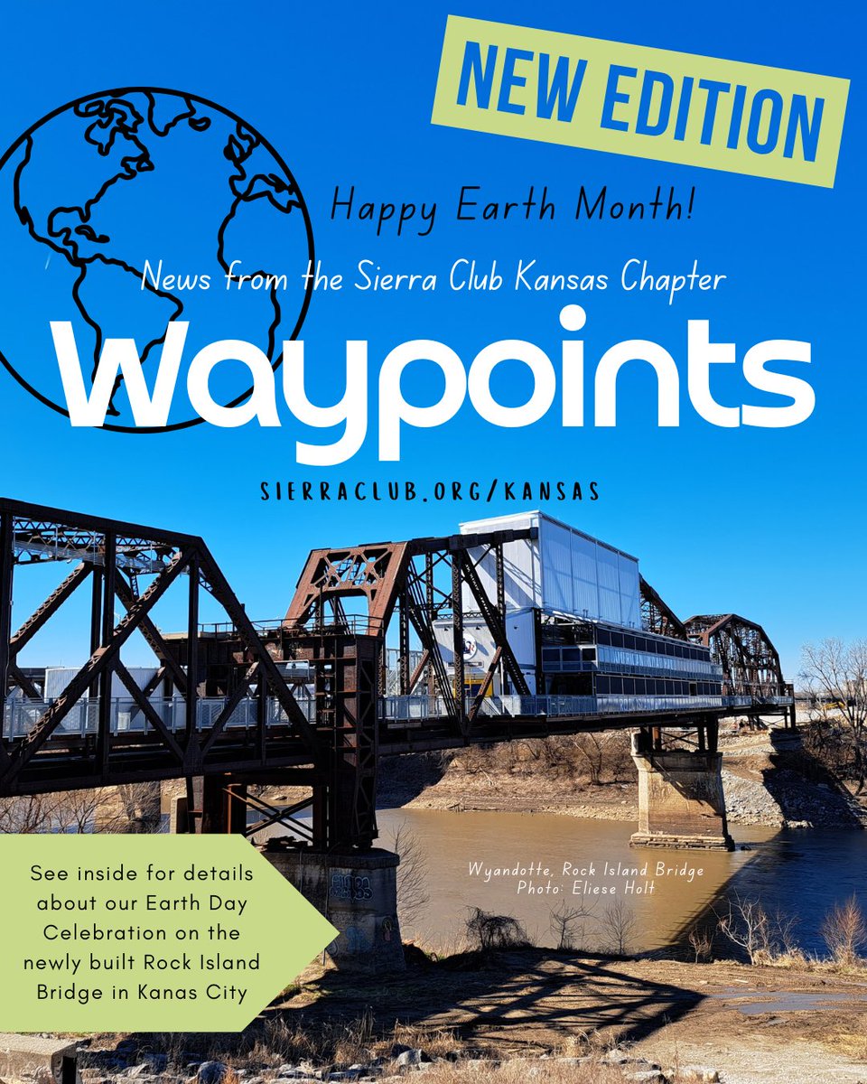 The April ‘Waypoints’ Kansas Chapter Newsletter is posted‼️

Check it out and sign up for future communications to stay up to date about what’s going on with our Sierra Club Kansas Chapter!

sierraclub.org/kansas/blog/20…

#SierraClubKansasChapter #SierraClub #Kansas #Newsletter #News