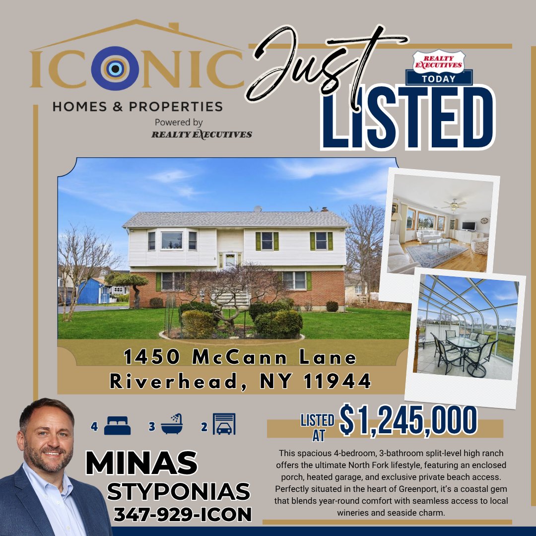 RealtyExeToday's tweet image. Coastal living awaits at 1450 McCann Lane, Greenport! 🌊 This 4BR/3BA gem features a heated garage, enclosed porch, and exclusive private beach access. Live the North Fork dream near top wineries &amp;amp; shops! 🍷⚓️

Contact Agent Minas: 📞 646-530-3224

#Greenport #NorthFork