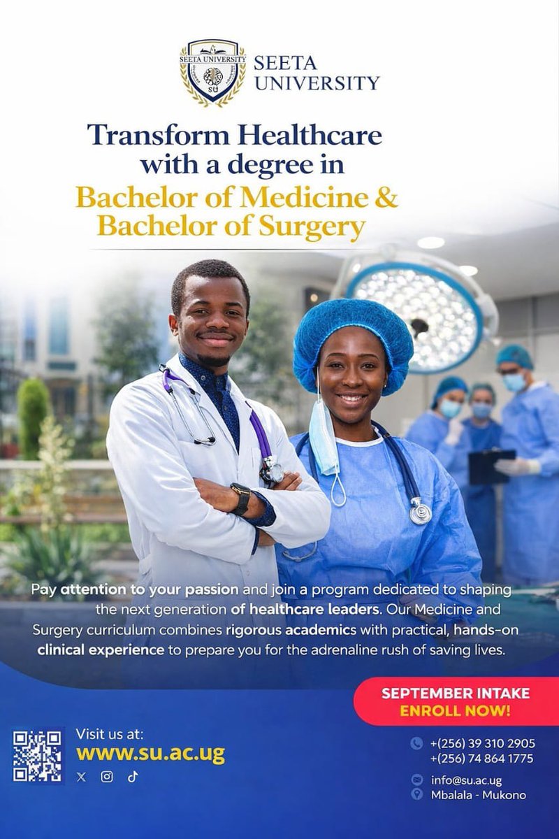 Niwavictor's tweet photo. Seeta University to introduce MBChB.

Every family must get a Dr in UGANDA!!! https://t.co/75CoeomVbn