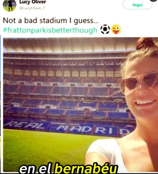 La mujer de Michael Oliver Lucy Oliver muy madridista🤣 preparaos mañana por el atraco del siglo lo mismo que la echo a la Juve cuando a juzgado con real trampa 👍