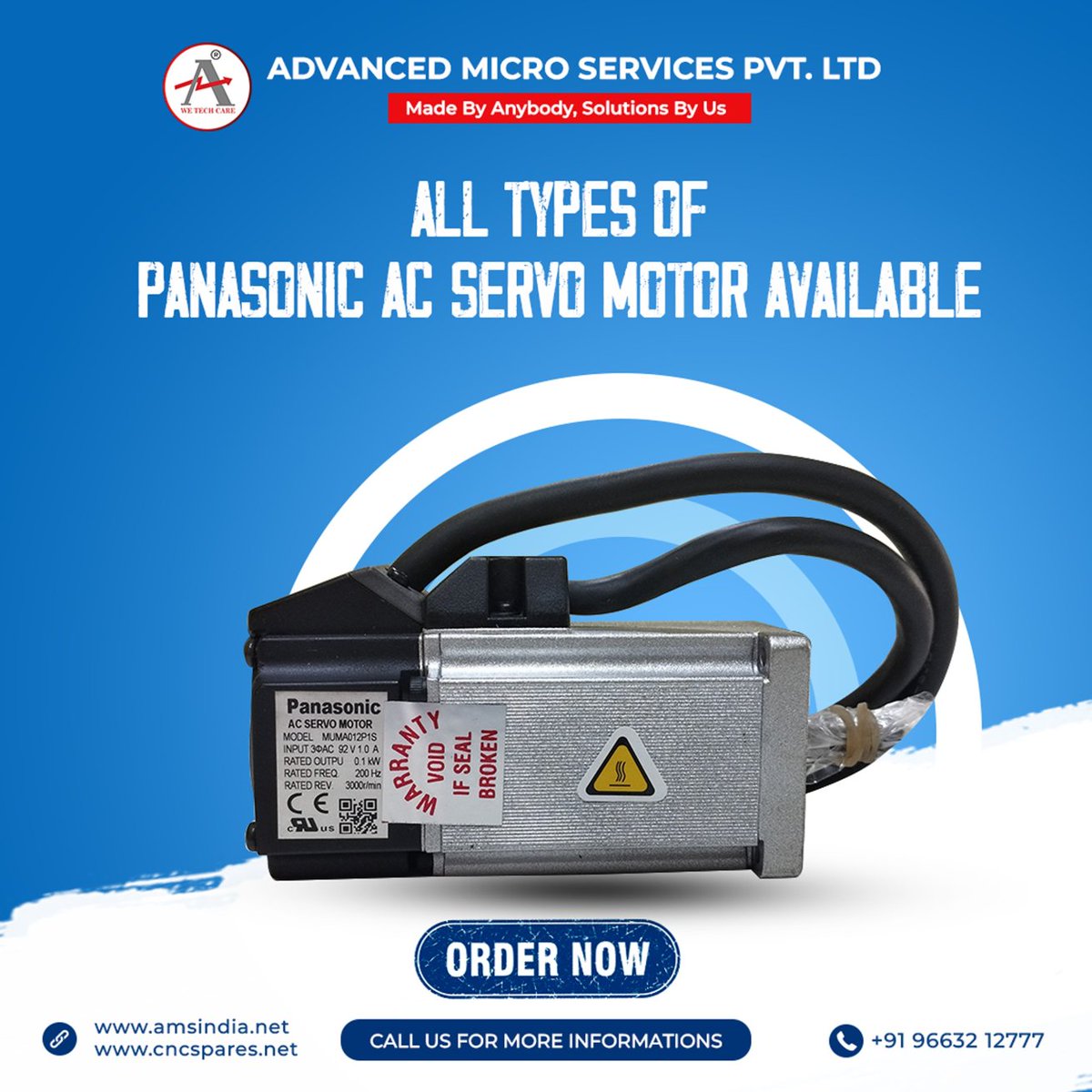 AMSPLIndia's tweet image. We supply Panasonic AC Servo Motors for CNC and industrial automation, with ready stock, reliable quality, and quick delivery.
🌐 cncspares.net
📞 +91 96632 12777
#Advancedmicorservicespvtltd #CNCSpares #ServoMotor #Panasonic #IndustrialAutomation #ACServo #CNC