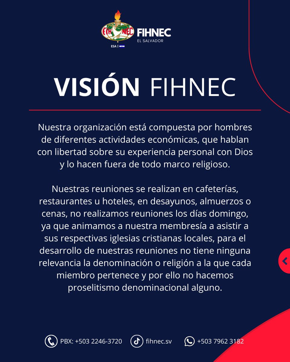 FIHNECsv's tweet photo. Nuestra organización está compuesta por hombres de diferentes actividades económicas, que hablan con libertad sobre su experiencia personal con Dios y lo hacen fuera de todo marco religioso.

Y tú, ¿Conocías esto sobre la Fraternidad?📷 https://t.co/uuwR3uZio4