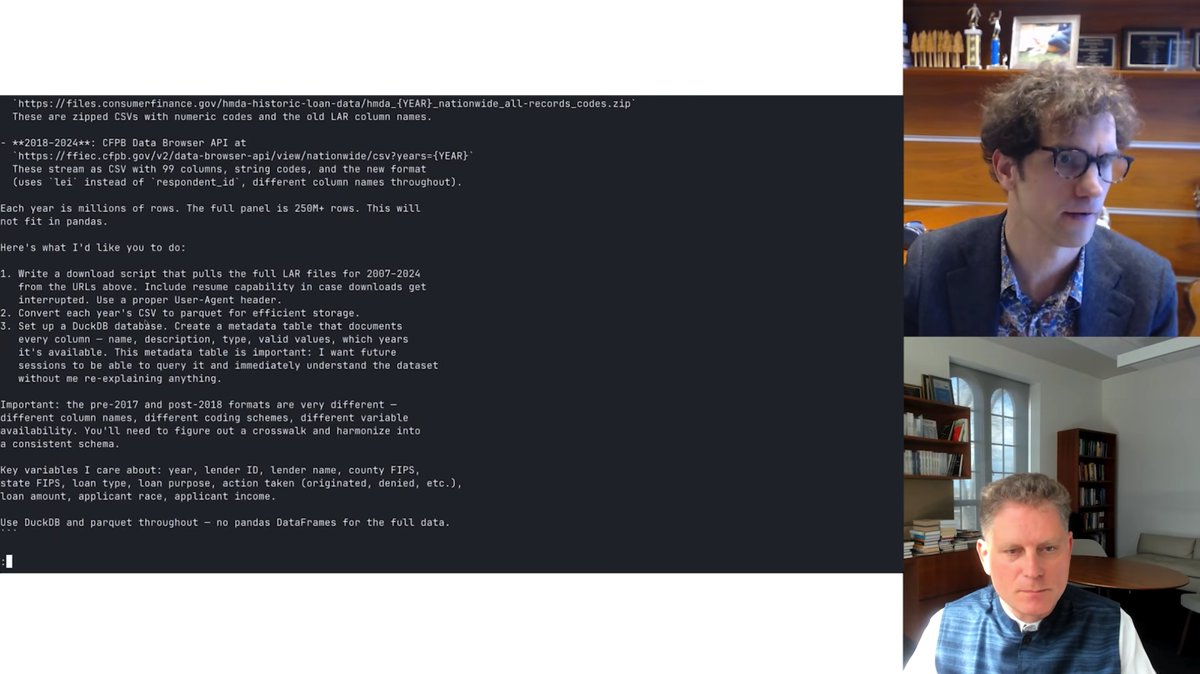 PrincetonBCF's tweet photo. The next episode of Paul Goldsmith-Pinkham's mini-series with @MarkusEconomist on Claude Code for Economics is up now!

Episode 4: Large Datasets - https://t.co/kVN1Pecrjg
On Substack: https://t.co/vdeIayeLZj https://t.co/ExN1VkcqnQ