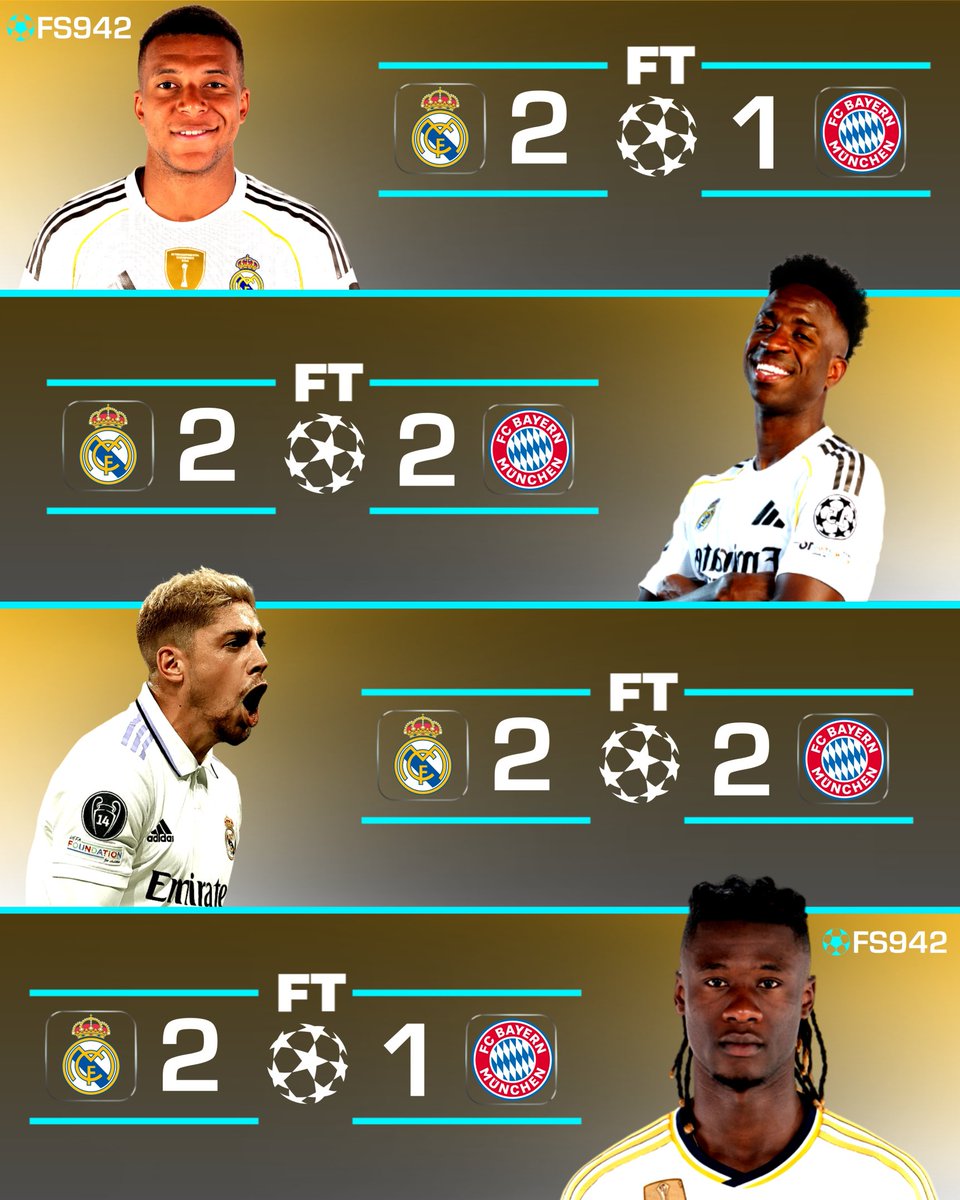 FShow942's tweet photo. 🚨Real Madrid haven't lost a single game against Bayern Munich of their last 4 games in the UCL.

#BayernMunich #realmadrid #UCL #football https://t.co/DZMifp7xhy