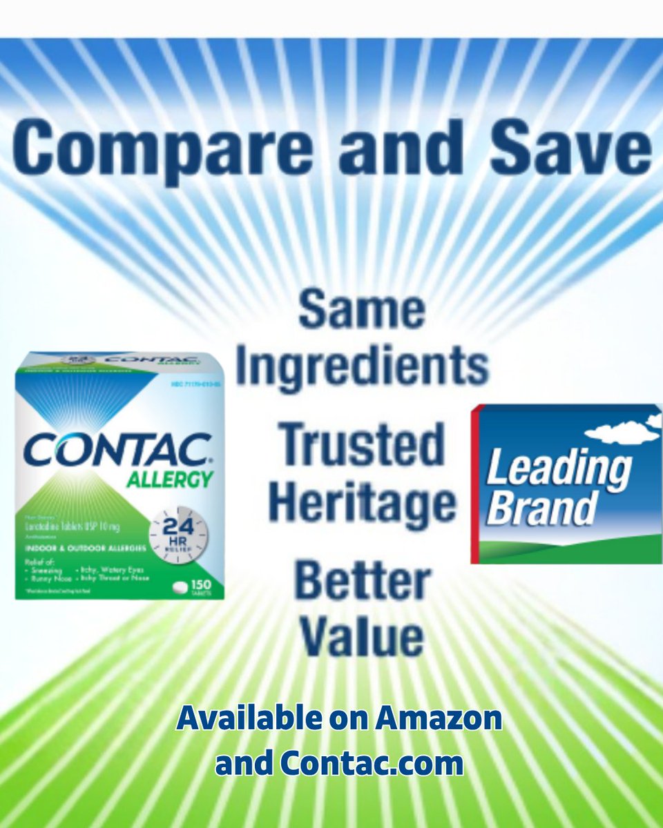HelloContac's tweet photo. Compare and save 💚
 Same ingredients. Better value. #Contac #AllergyRelief #SmartSavings https://t.co/gnk9onr2eY