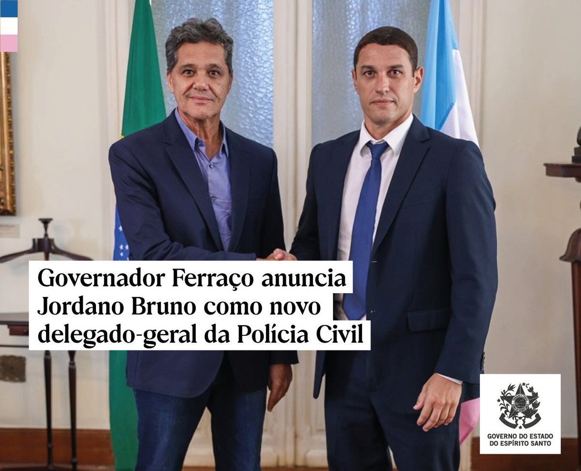 O governador do Estado, Ricardo Ferraço, anunciou Jordano Bruno Gasperazzo Leite como o novo delegado-geral da Polícia Civil do Espírito Santo. A escolha reforça o compromisso do Governo do Estado com a modernização e a eficiência da  segurança pública.➡️es.gov.br