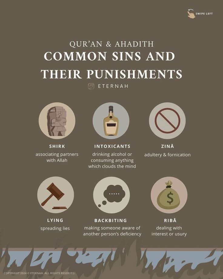 Phatymarh44's tweet photo. Sometimes, we fall into habits or actions without realizing the weight they carry in the sight of Allah. These common sins, though seemingly small, can have serious consequences. I want to remind you, as I remind myself, to be mindful of them.

One of the most subtle sins we often overlook is the act of gossip. We may speak about others without realizing the harm it causes. Allah says:
"And do not backbite each other. Would one of you like to eat the flesh of his brother when dead? You would detest it."
(Surah Al-Hujurat, 49:12)
Backbiting is a severe sin that harms both the one speaking and the one being spoken about.

Another common sin is neglecting our prayers. In the hustle of life, it’s easy to miss or delay them. Allah warns us:
"Woe to those who pray, but are heedless of their prayer."
(Surah Al-Ma’un, 107:4-5)
The punishment for neglecting prayer is severe. Let’s never let this vital duty slip.

Lying is another sin that can be easy to fall into. Allah says:
"Indeed, those who fabricate lies are the ones who do not believe in the signs of Allah."
(Surah Al-Nahl, 16:105)
Lying distances us from the truth and Allah’s mercy.

Lastly, mistreating our parents, especially in moments of frustration, is a grave sin. Allah says:
"And We have enjoined upon man [care] for his parents. His mother carried him with hardship upon hardship...So be grateful to Me and to your parents; to Me is the [final] destination."
(Surah Luqman, 31:14)
Our parents have rights over us. Honoring them brings us closer to Allah.

Sister, this is not to burden you, but a reminder for us both. Allah is most merciful, and His forgiveness is vast. Let us purify our hearts, seek His forgiveness, and strive to avoid these sins.

May Allah guide us, forgive our shortcomings, and grant us the strength to stay on the straight path. Ameen.