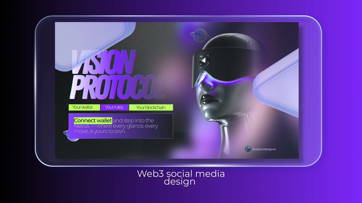 BlaqboiDesigner's tweet photo. Day 2 of showing up daily 🔥

Fresh web3 design done today in Canva “VISION PROTOCOL”

I almost couldn’t work on anything today but here we are… https://t.co/RV4MBnO3Bb