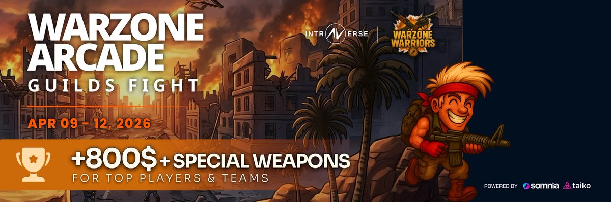 WE'RE ENTERING THE WARZONE.🪖

Join us in the <a href="/intraVerse_Game/">Intraverse</a> x <a href="/Warzone_somi/">Warzone.Somi</a> cross-guild competition!

Play from April 9th to 12th for +800 USD 💰
🎁 5x Rarity #6 SuperPass booster cards if you:
🔹Like + RT
🔹Turn on notifs on <a href="/intraVerse_Game/">Intraverse</a>

 the AMA on April 8th Intraverse!