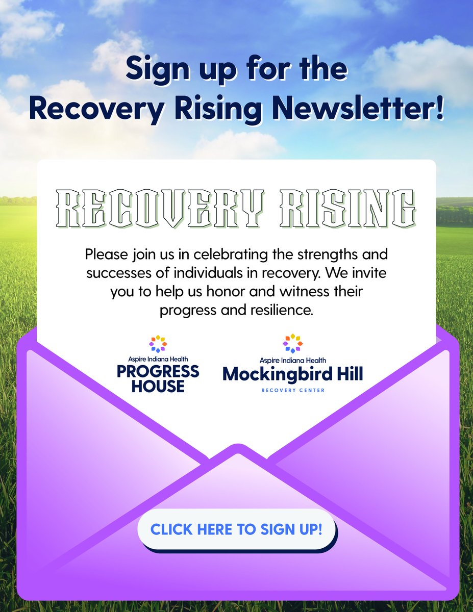 PH46202's tweet photo. Want the latest in recovery news and updates from Aspire Indiana Health? Sign up for our Recovery Rising Newsletter, celebrating the strengths and successes of the people we serve along with stories from Aspire's Whole Health Recovery Continuum (WHRC).

Sign up today: https://t.co/iHzL3DN8RQ

#RecoveryRising #AspireIndianaHealth #RecoveryCommunity #WholeHealthRecovery #AddictionRecovery #RecoverySupport #CelebrateRecovery #AspireIndiana #ProgressHouse #MockingbirdHill