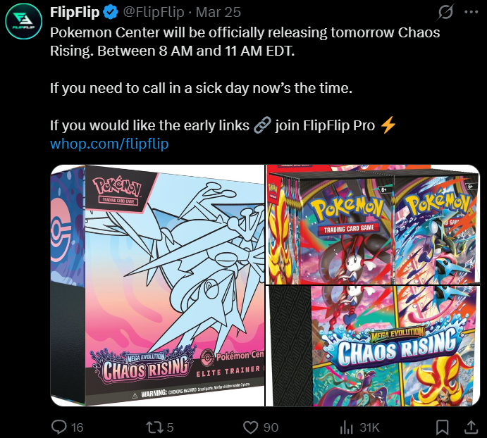 PokemonDealsTCG's tweet photo. making shit up as usual and misleading people to get their money. We'll post when Pokemon Center preorders actually happen, for free.

Don't be tricked into wasting money supporting the constant lies these clowns push out for attention.