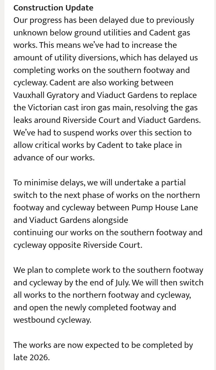MacLondon's tweet photo. @rorymeakin A recent update on the works here, explaining "a partial switch to the next phase" before the current phase is finished. https://t.co/yT8hcZdoHd