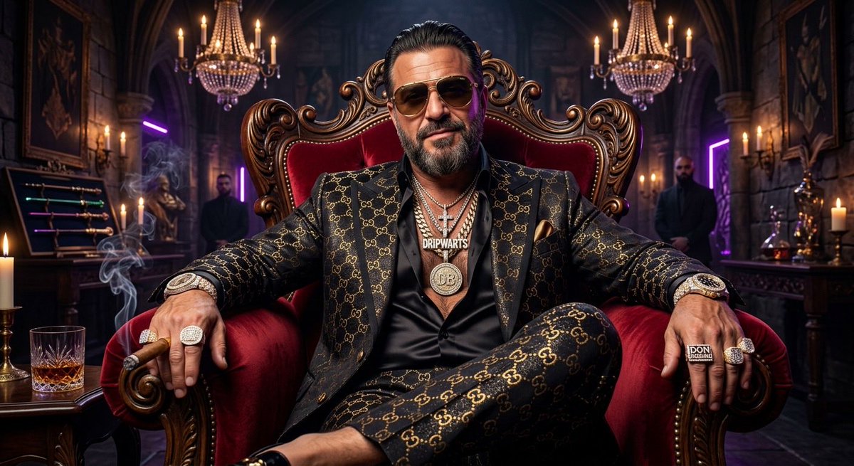 BonziArt's tweet photo. Shiiiiiiii 

Behold the Don Dobbiano, Godfather of $Dripwarts! 💎 Gucci suit dripping in gold chains, mafia magic meets streetwear supremacy. Who’s ready to swear allegiance? 🕶️🔥 #Dripwarts #GucciGodfather #BlingBoss 

Typeshiiit https://t.co/i8zjzXkJ9T