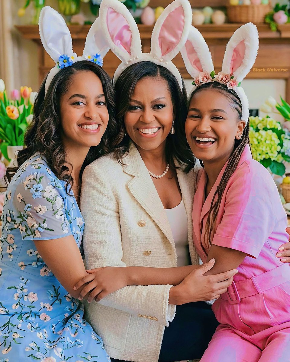 AuthorJoeNBrown's tweet image. Did everyone survive #Easter?  Here are two more photos of a few of my favorite mentors… First Lady #MichelleObama 🩷, former VP &amp;amp; future President, #KamalaHarris 💚, and First Daughters Sasha and Malia.