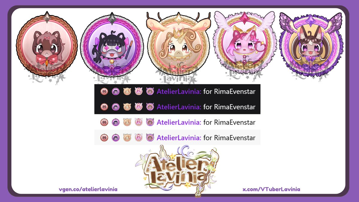 VTuberLavinia's tweet photo. @Cinnovabun haii i do emotes nd badges ! i have bundles please feel free to check out  :3
https://t.co/qbrsdX0yDh https://t.co/awJ2ywspnO