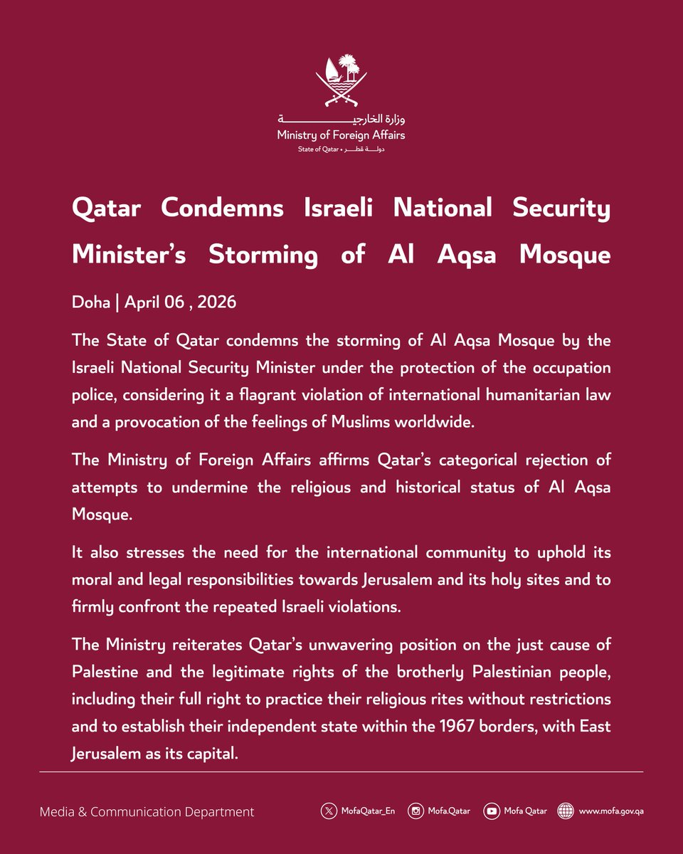 Ministry of Foreign Affairs - Qatar tweet media