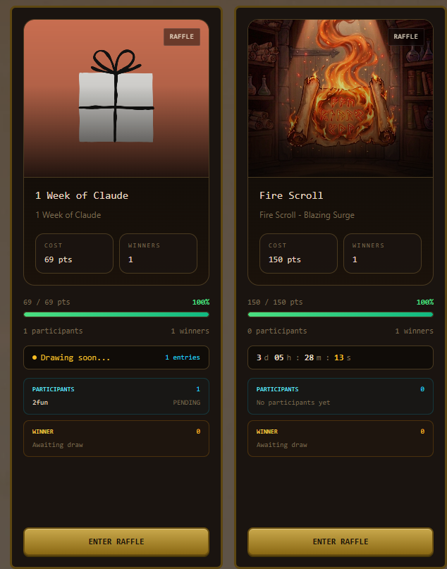 thooonv's tweet photo. New items in our Rewards Store! 🔥 

1 week of Claude and 1 Fire Scroll that unlocks a brand new skill in battle. 

Go grab yours! https://t.co/2B5OrW4f6a