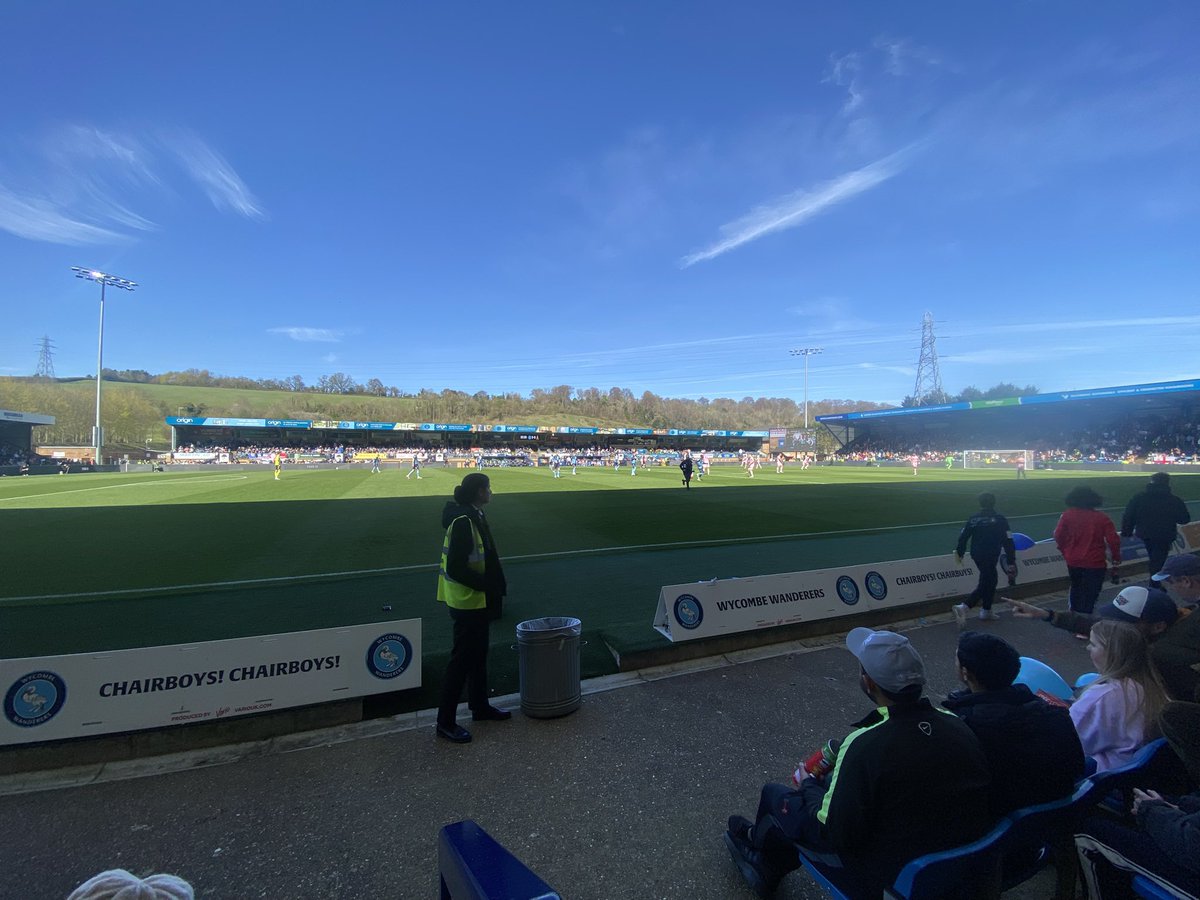 1978Antsmith's tweet photo. Ground 58 of the current 92 Prem and EFL clubs completed, a visit to Adams Park to watch Wycombe Wanderers vs Bradford City. Bradford won 2-1. The Chairboys were not happy with the referee and the decisions made during the game and the players and fans let him know at full time. https://t.co/vghSDvVbYh
