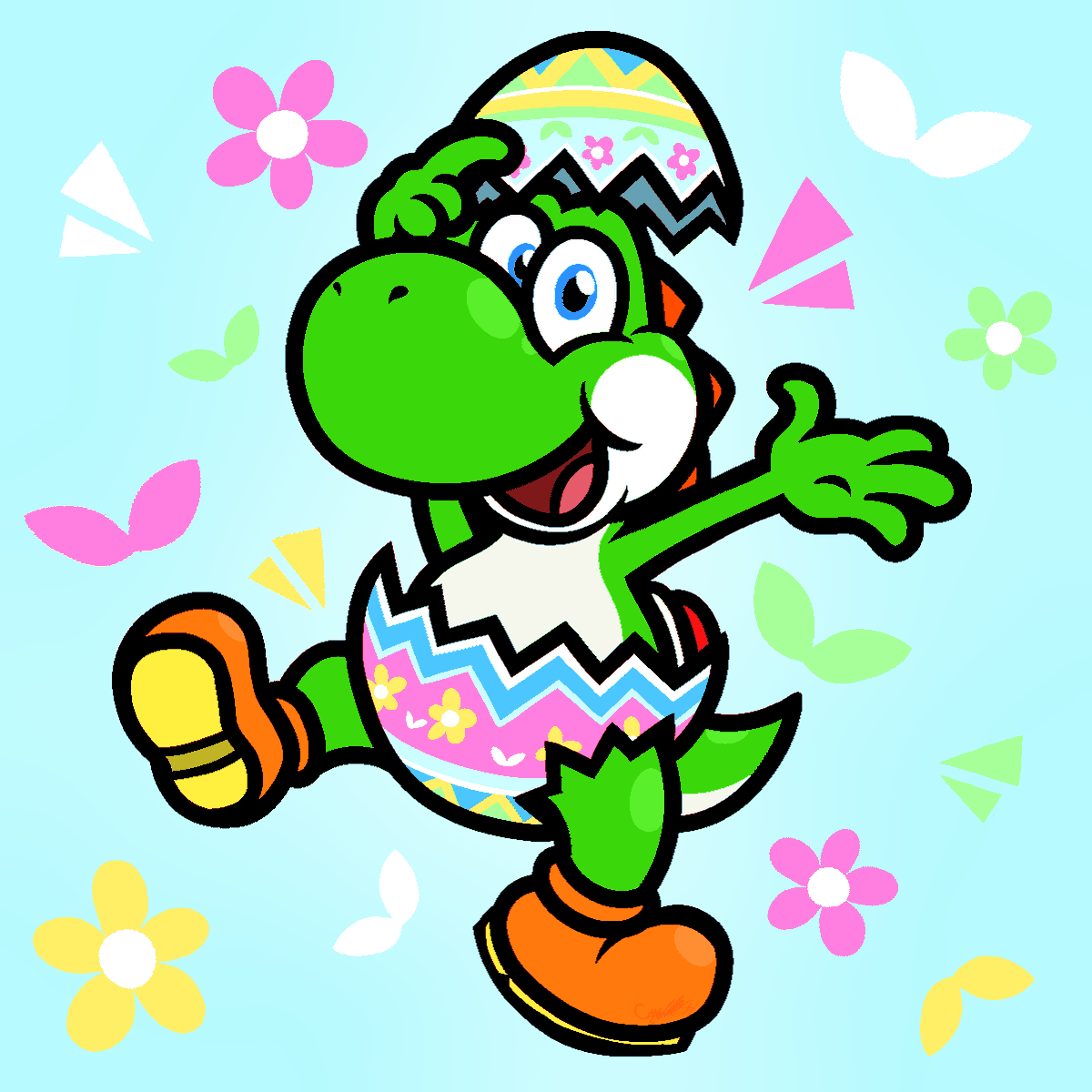 CaptainQuack64's tweet image. I'm a day late, but #HappyEaster~! 🦖🥚