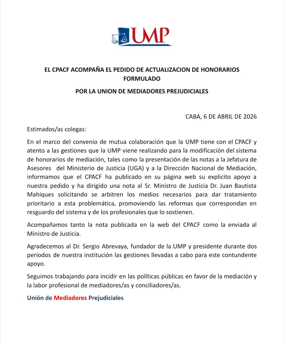 Unión de Mediadores Prejudiciales tweet media