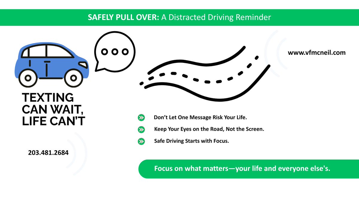 VFMcNeil's tweet photo. April is Distracted Driving Awareness Month—a good reminder for all of us (and our families) to check our habits behind the wheel. Let’s help keep each other safe. Try this: challenge yourself every day in April to drive distraction-free. https://t.co/PElDn6nBJw