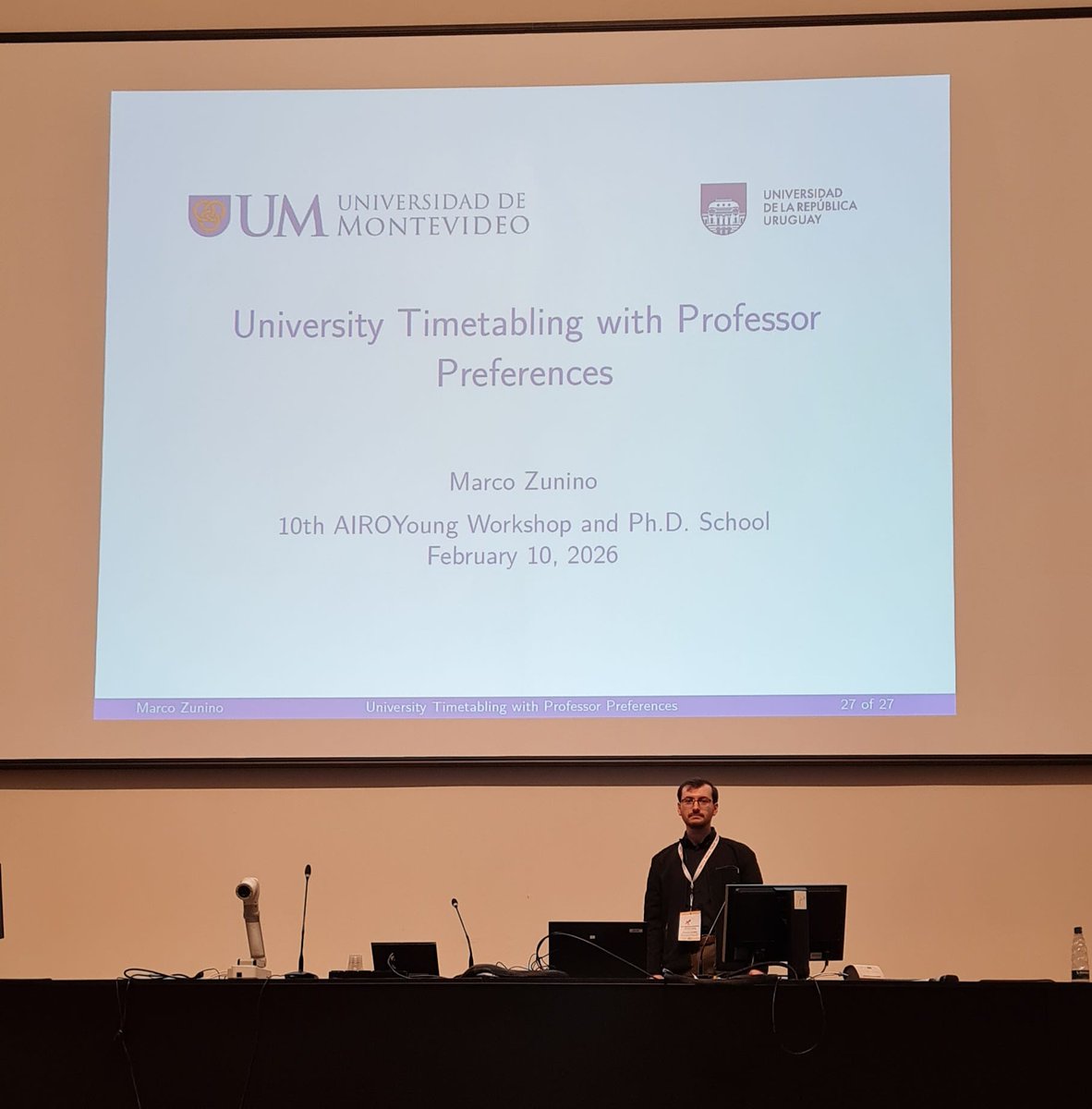 ingenieria_UM's tweet photo. De la FIUM a Italia.
Marco Zunino, alumni FIUM y profesor, presentó en el AIROYoung Workshop una investigación desarrollada en la facultad: un sistema para optimizar horarios académicos con impacto real en la vida universitaria y la organización de cursos.
#FIUM #IRaMÁS https://t.co/FdAXyeawlS