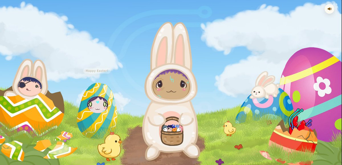 1 Crack left egg to reveal bunny and right to find cysic logo in claw

2 Pressing left egg wishes happy easter and other

3 Clicking chicks increases their volume

4 Bunnies and eggs resemble core members

5 Cysic logo is hidden in sky and faces of left egg and bunny

<a href="/cysic_xyz/">Cysic</a>