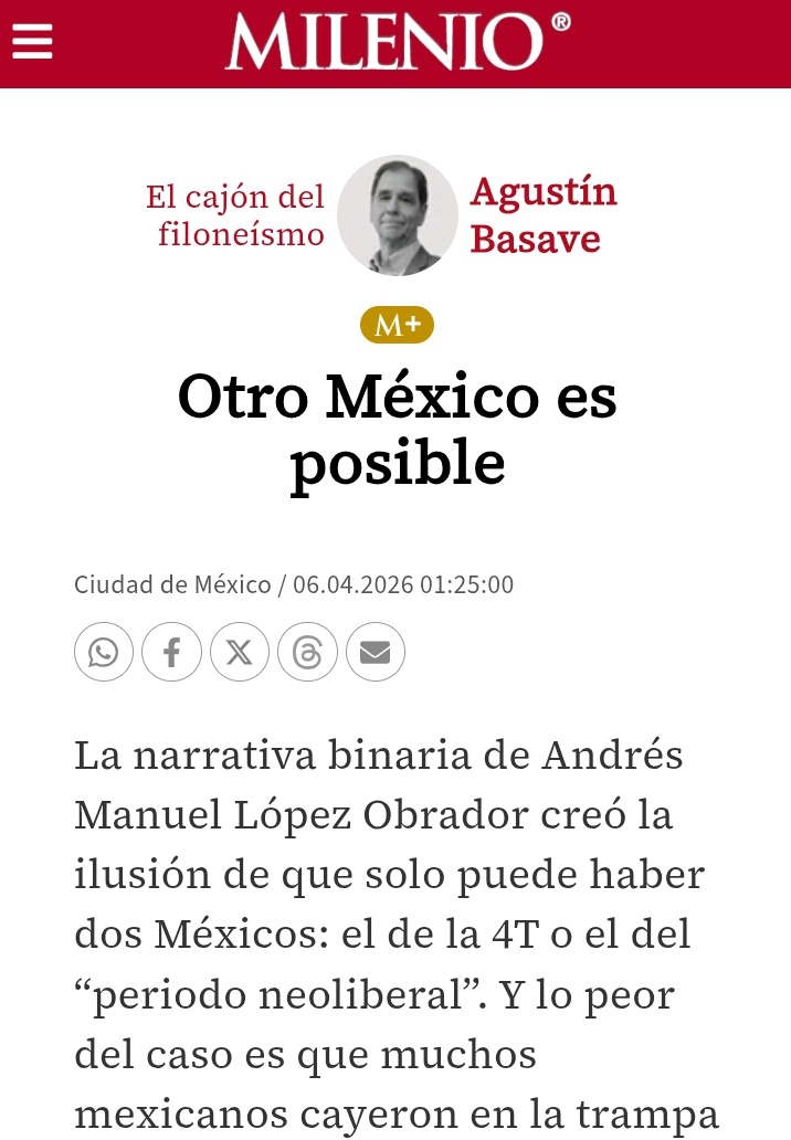 Totalmente de acuerdo con mi amigo <a href="/abasave/">Agustín Basave</a>