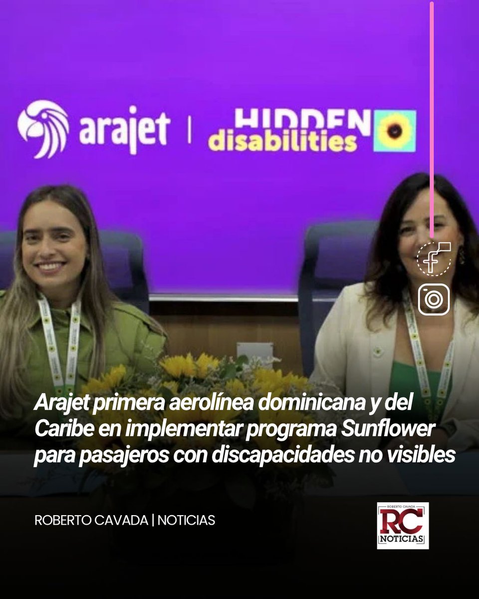 rcavada's tweet image. Arajet se convierte en la primera aerolínea dominicana y del Caribe en implementar programa Sunflower para pasajeros con discapacidades no visibles

robertocavada.com/arajet-se-conv…

#RobertoCavada #RCNoticias