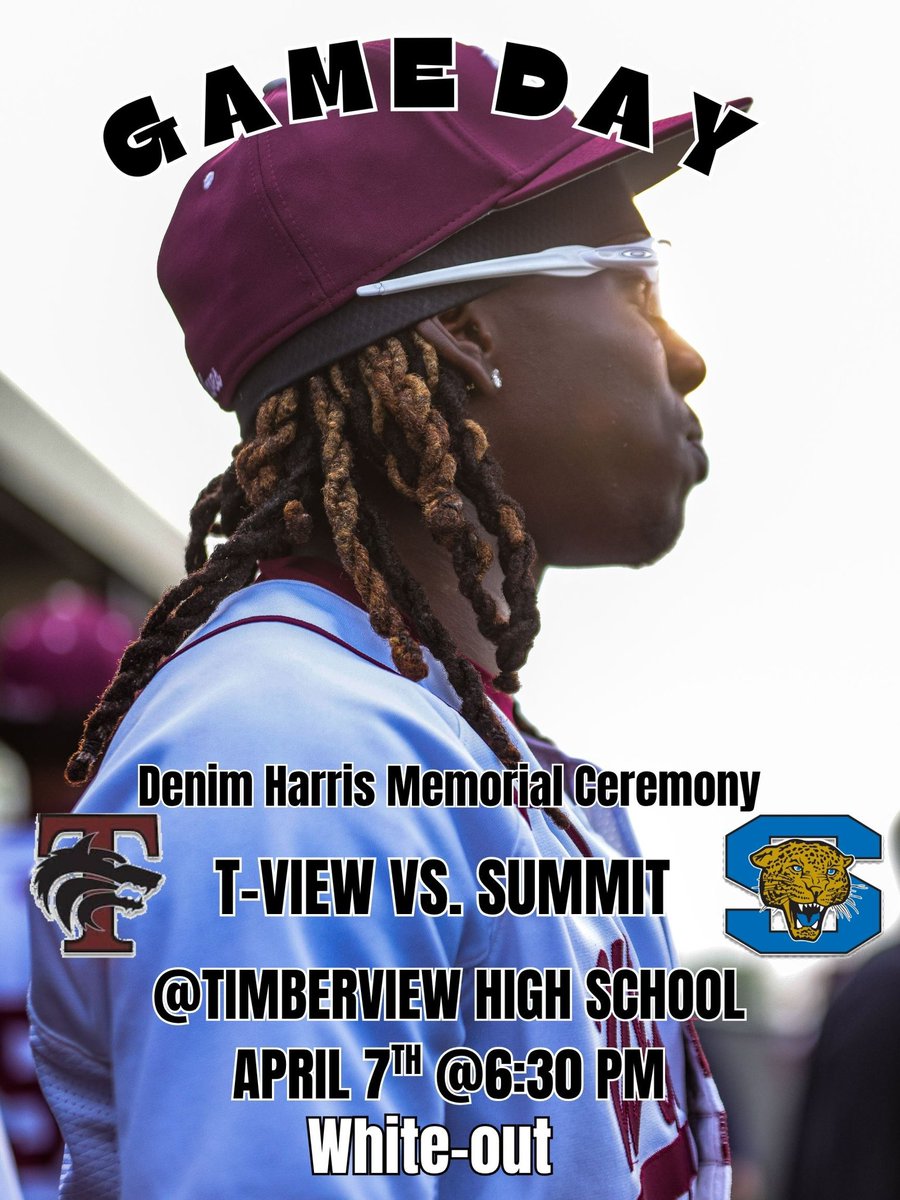tview_baseball's tweet photo. Join us tomorrow as we celebrate Denim Harris before our district game with Summit High School!  Wear white!  Come out for a great day of baseballl! https://t.co/IYanbq5yzX